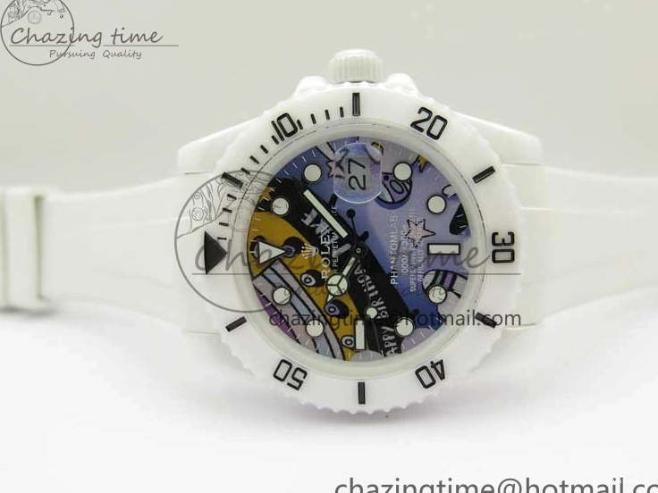 Ceramic Edition 40mm White Dial Submariner Painting White on Best Strap SA3135 Rubber 5GF 0104